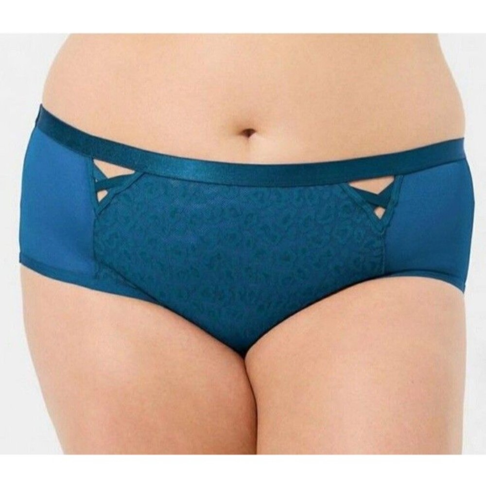 Torrid Size 00 Teal Mid Rise Cheeky Lace Animal Print